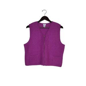 Vintage Mixit Women's Sleeveless Zip Up Wool Magenta Boucle Vest Size L